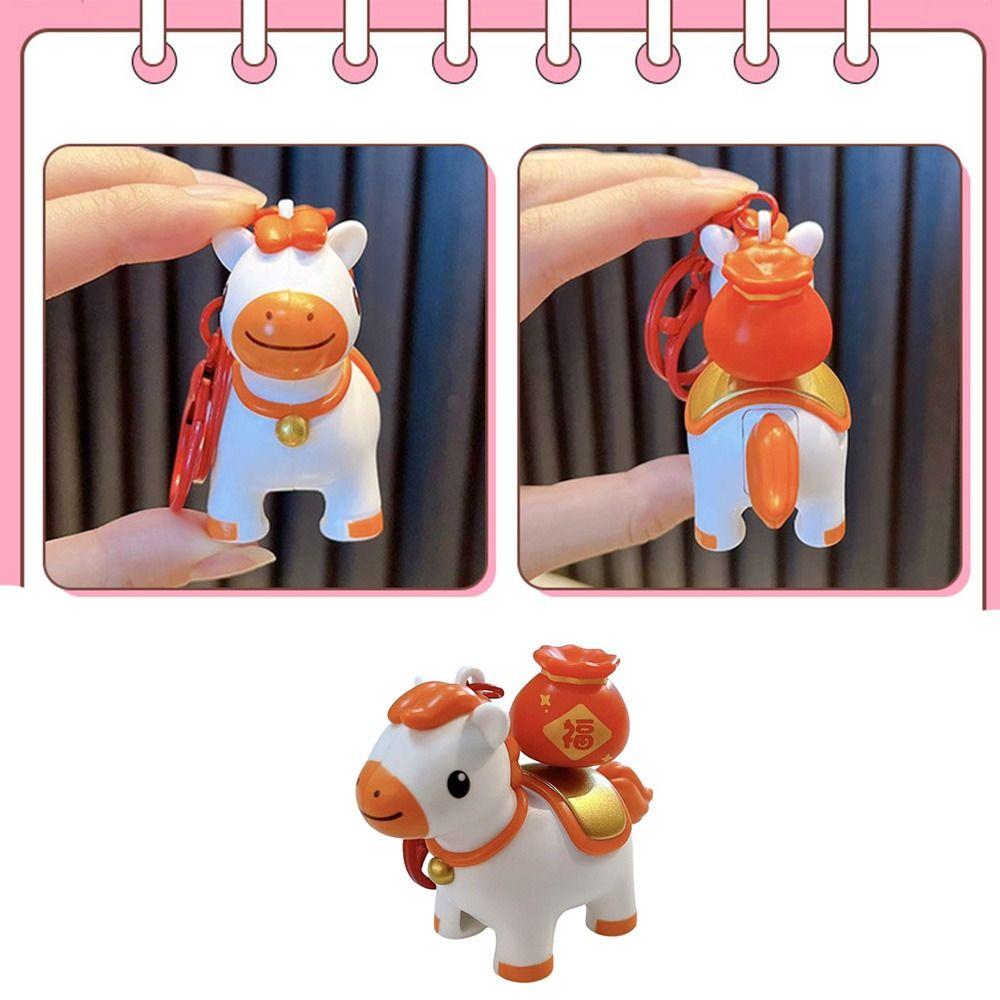 DIY Craft Zodiac Pony Keyring Press To Rotate Bag Pendant Horse Keychain  Keychain Accessory