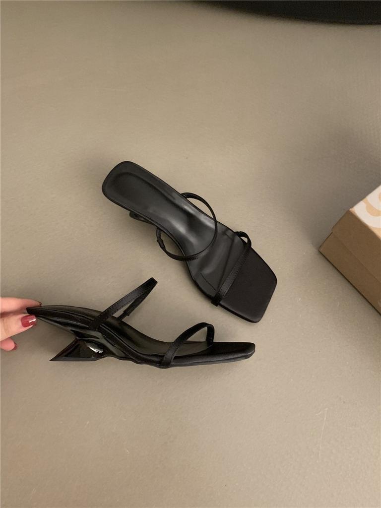 Модный брендовый дизайн, нишевый французский односложный сандалии на высоком каблуке, женская обувь, летние босоножки на танкетке, тапочки на высоком каблуке