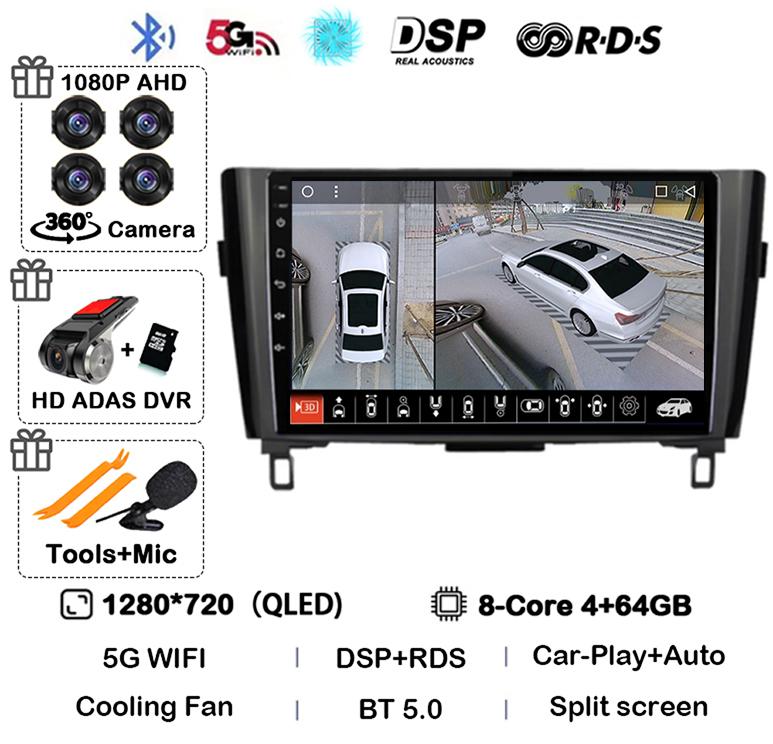Android 14 Carplay Auto Для Nissan X-Trail xtrail X - Trail 3 T32 Qashqai J11 2013-2022 Автомагнитола Мультимедийный плеер GPS Стерео