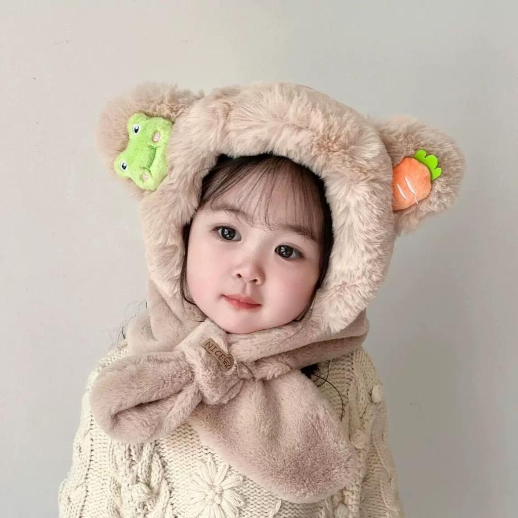 Baby Hat Scarf Integrated Neck Hat Baby Autumn and Winter Cute Super Cute Boys and Girls Winter Children's Ear Hat