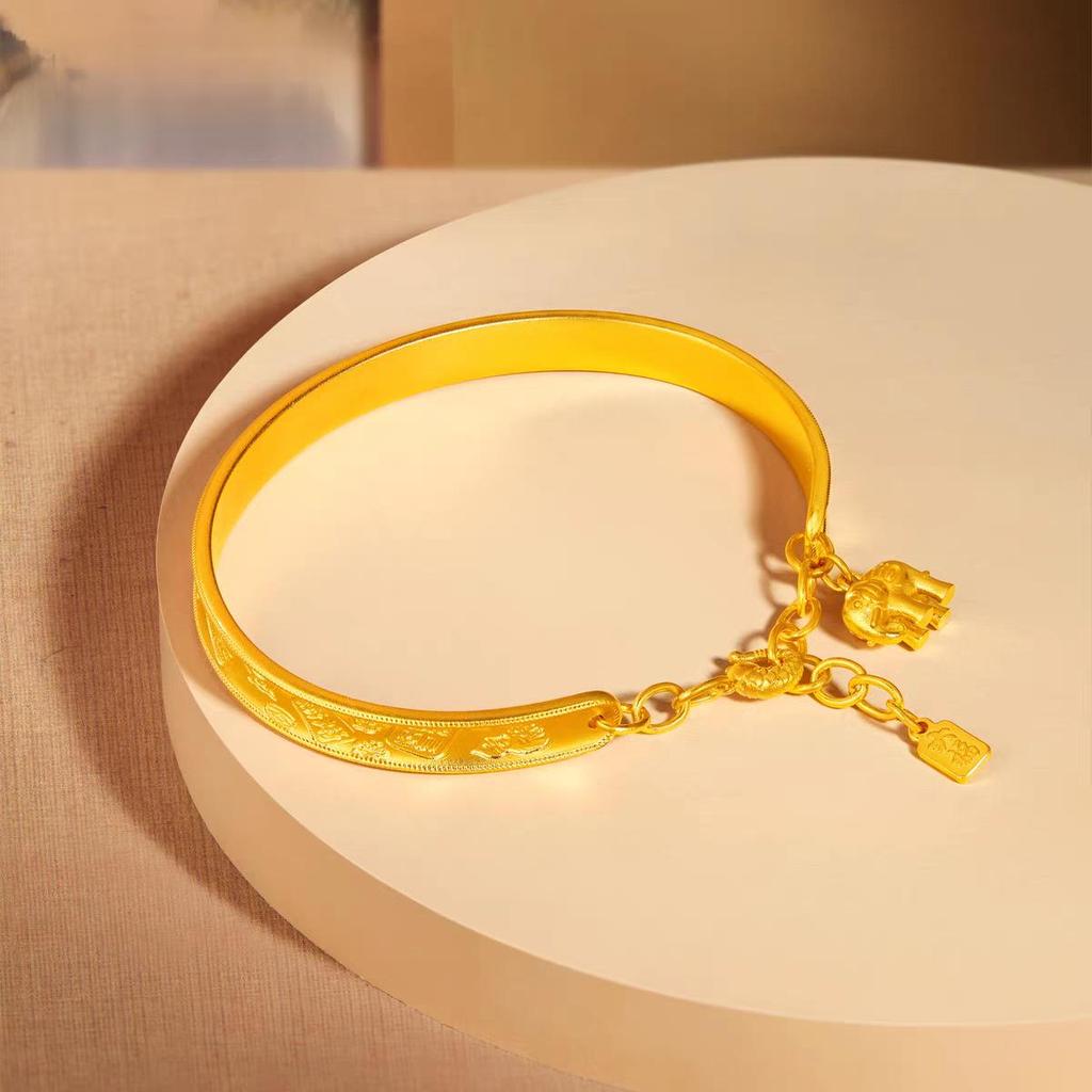 Счастливое слово Слон Открытый браслет: Новый китайский элегантный браслет песочного золота