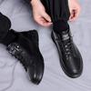 Мода Весна / Осень Новые британские ботинки на толстой подошве с высоким берцем Тренд Комфорт Мягкая подошва с высоким берцем Мужские повседневные кожаные ботинки для серфинга