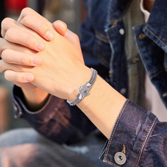 Мужской браслет с декором в виде льва, браслет в стиле хип-хоп, круглый, гладкий, тонкая работа, ювелирное изделие, подарок, наручный аксессуар