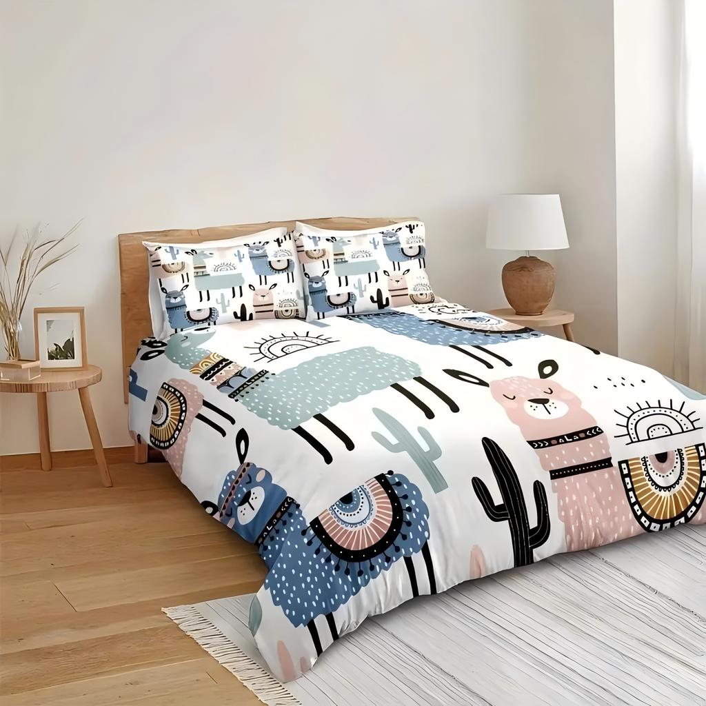 Кактус Альпака 3D Печать Пододеяльник Милый Мультяшный Животный Чехол для Постельного Белья Наволочка Роскошный Домашний Текстиль Цветочные Комплекты Пододеяльников