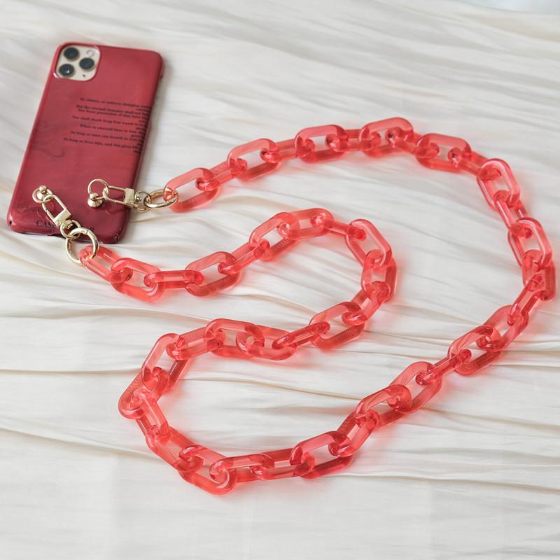Новый аксессуар для телефона, цепочка со съемными деталями, матовая белая кожа через плечо из смолы, роскошный ремешок, чехол для телефона, цепочки, ярко-неоновая акриловая цепочка на плечо