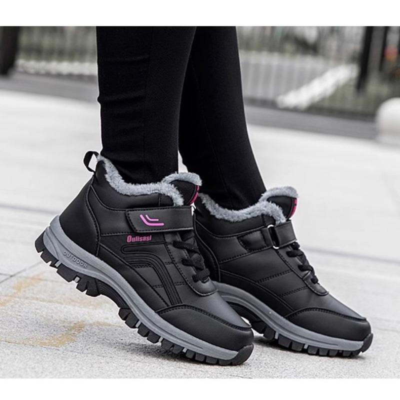 Мужские и женские повседневные зимние ботинки, нескользящие и ветрозащитные высокие ботинки на шнуровке с меховой подкладкой для прогулок на свежем воздухе, бега, походов