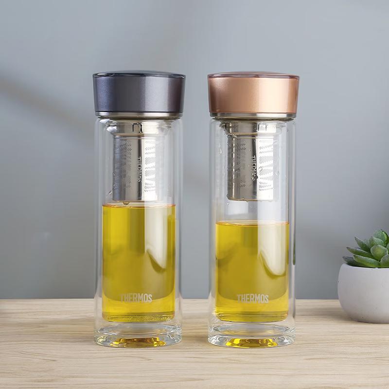 THERMOS Double Wall Glass Tea Infuser Bottle 400ml