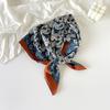 Soft Silk Square Scarf Floral Print Neckerchief Shawl Luxury Headband Scarf  Headwear Accessory