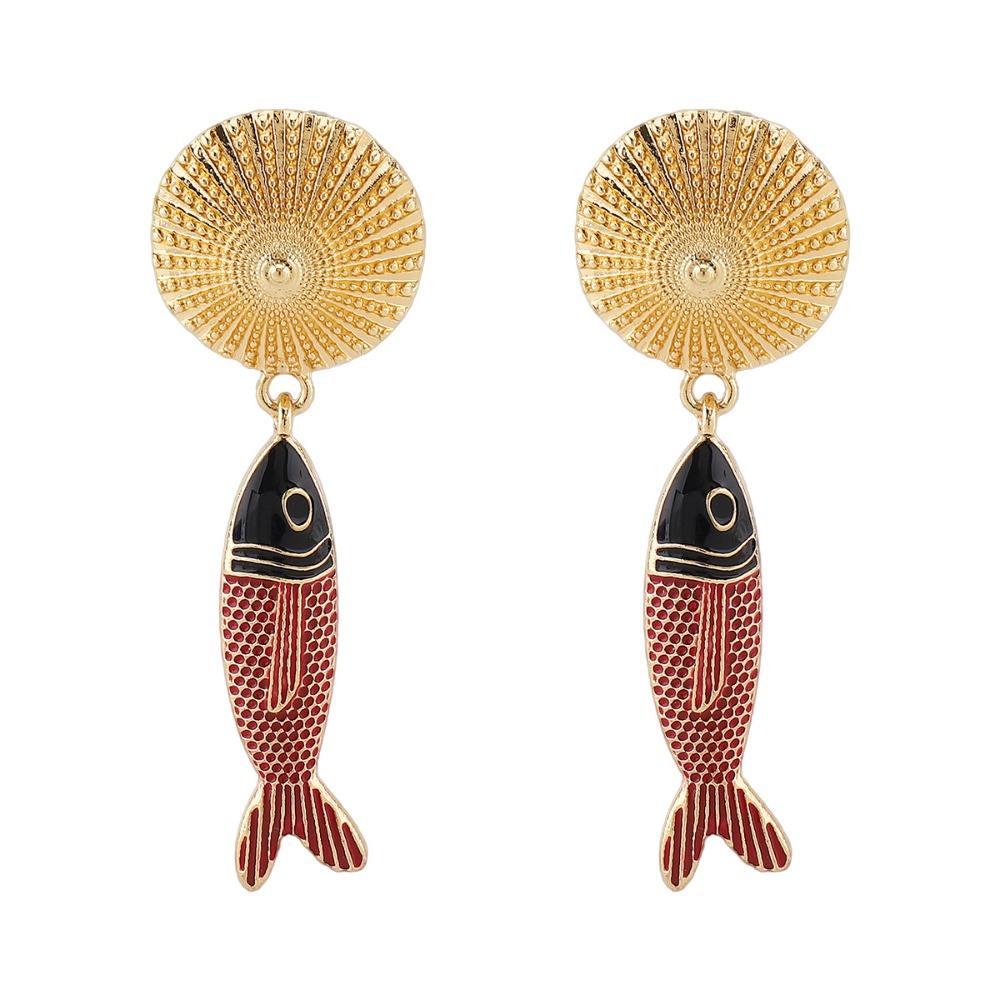 Korean Style Bohemian Dangle Earring Metal Animals Earrings Retro Fish Pendant Earrings  Beach