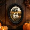 Niche Halloween Wall Decorations Ghost Art, Cute Table Sign, Vintage Oval Framed Exquisite Print Picture, Decorative Art for Mantel Living Room