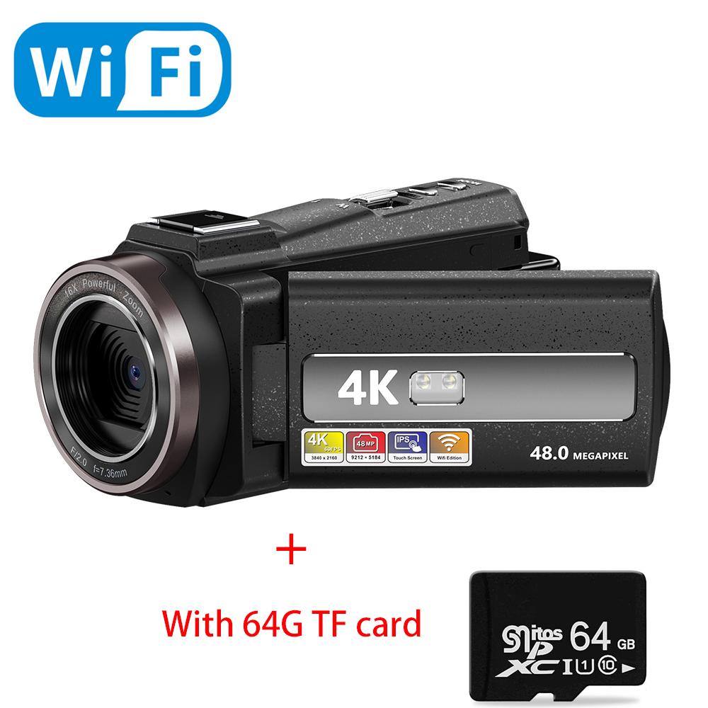 Цифровая Wi-Fi видеокамера 4k Full Hd 16 Мп Dv-рекордер Аккумулятор большой емкости 2000 мАч Поворот экрана на 270 градусов 16-кратный зум для ночной съемки