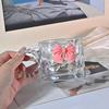 Стеклянная кружка с ручкой, розовый бант, прозрачная чашка для воды, чашка для чая с цветком, кофейная чашка, портативная многоразовая чашка для питья