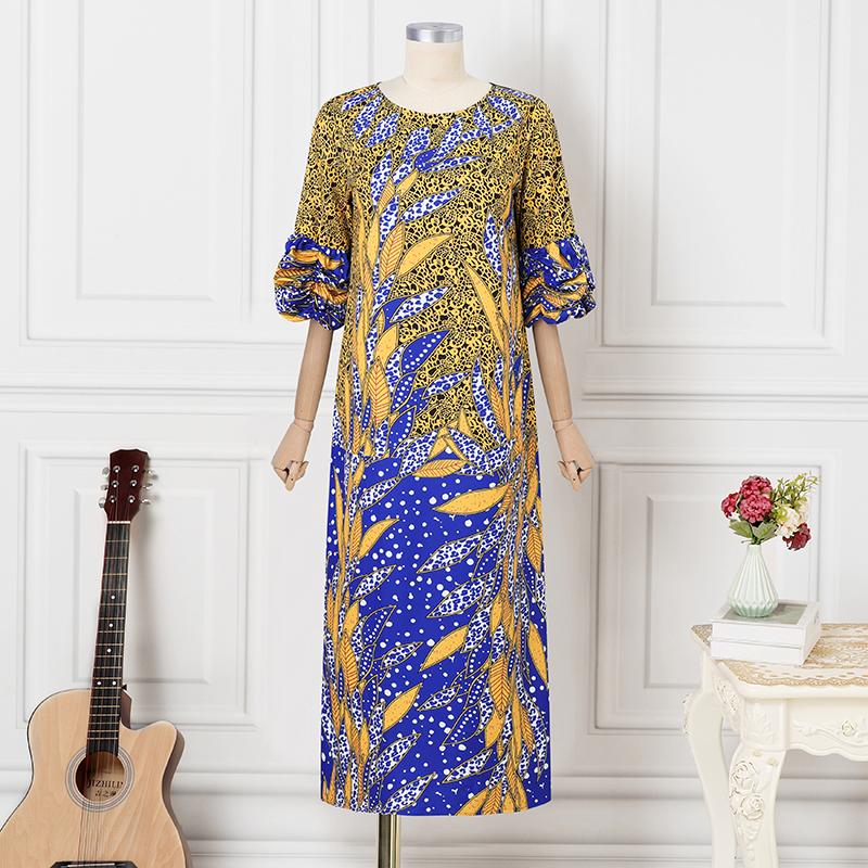 Женские платья больших размеров с круглым вырезом и коротким рукавом с принтом