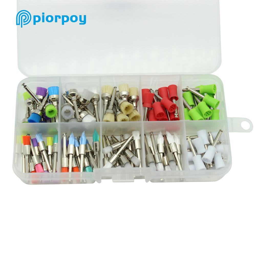 PIORPOY 100 шт./Коробка Стоматологические Полировочные Щетки Prophy Щетки Цвет Белый Нейлон Конический Prophy Колпачок Профилактические Щетки Стоматология