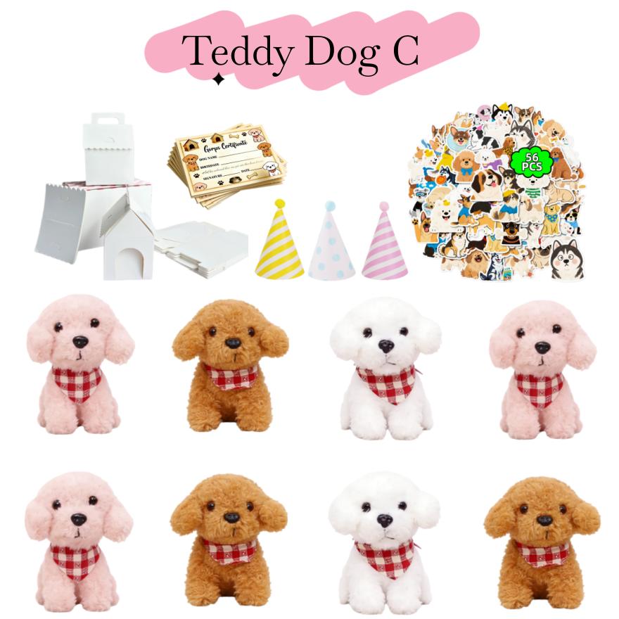 8-24Set Teddy Dogs DIY Adopt A Puppy Party Favors Mini Plush Puppy Stuffed Dogs with House and Stickers for Birthday Party Gifts