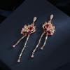 925  Temperament Long Butterfly Tassel Drop Earrings Pink Red Cubic Zirconia Trending Gold Color Women Jewelry Gift