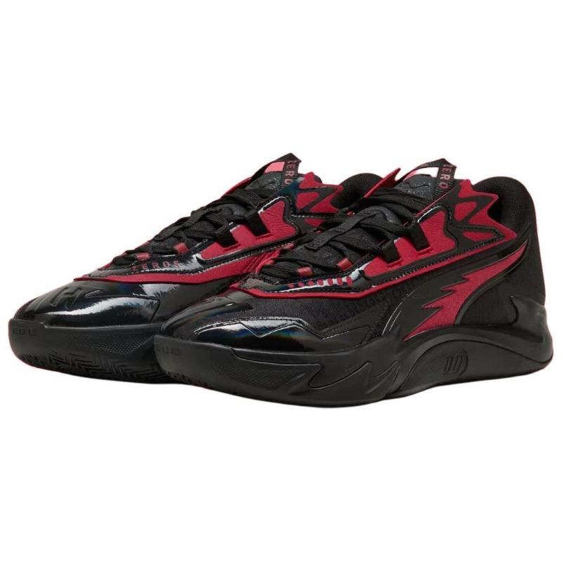 PUMA Men's Scoot Zeros II Bred Low-Top Basketball Shoes Black Red 311350-01