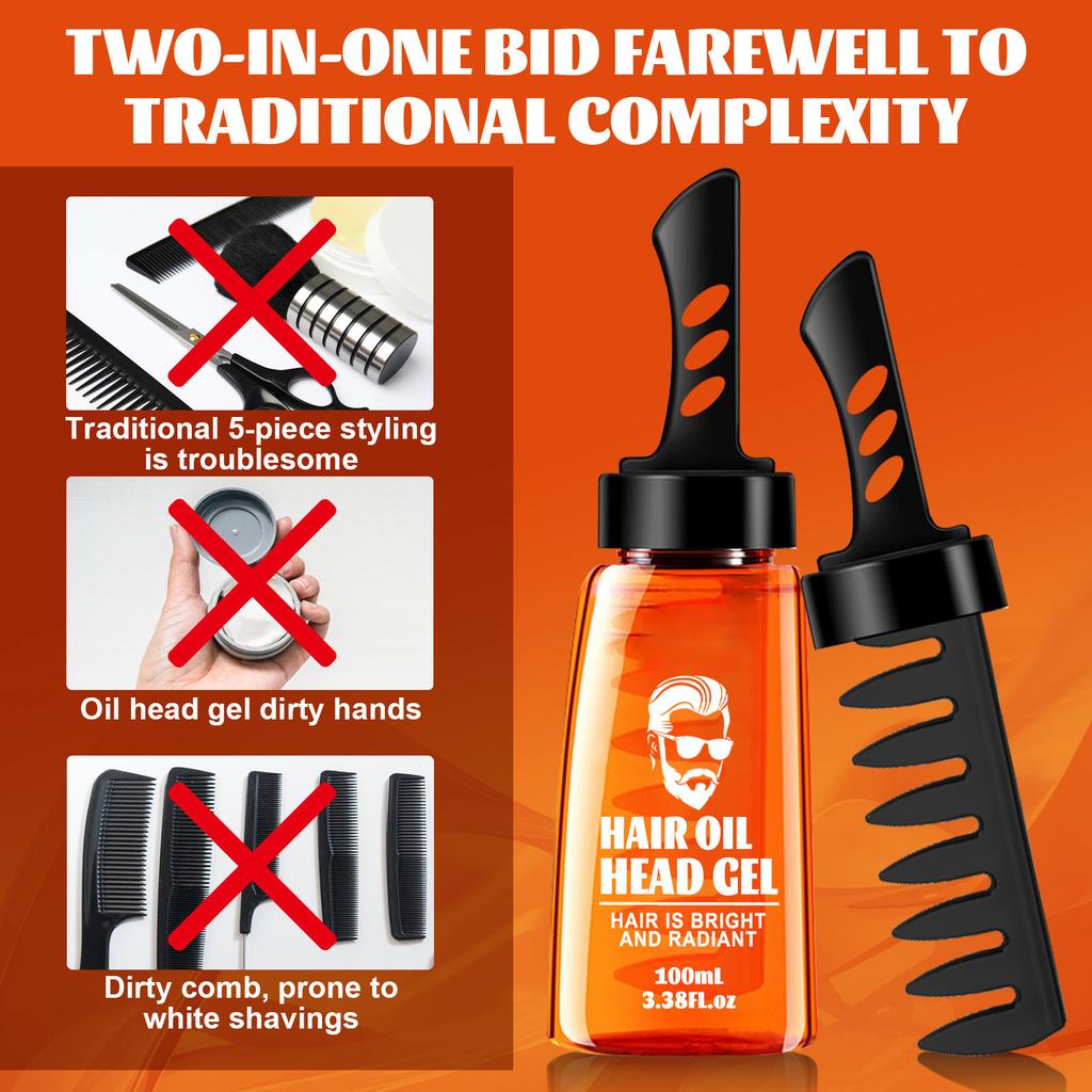 Мужская расческа для волос с воском, ретро-масло для головы, большая прическа сзади, увлажняющая и долговечная расческа, одна расческа для укладки 100 мл