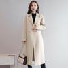 Women Jacket Turn-down Collar Pockets Solid Color Double-breasted Loose Fit Overcoat Thermal Long Sleeved Commuting Dating