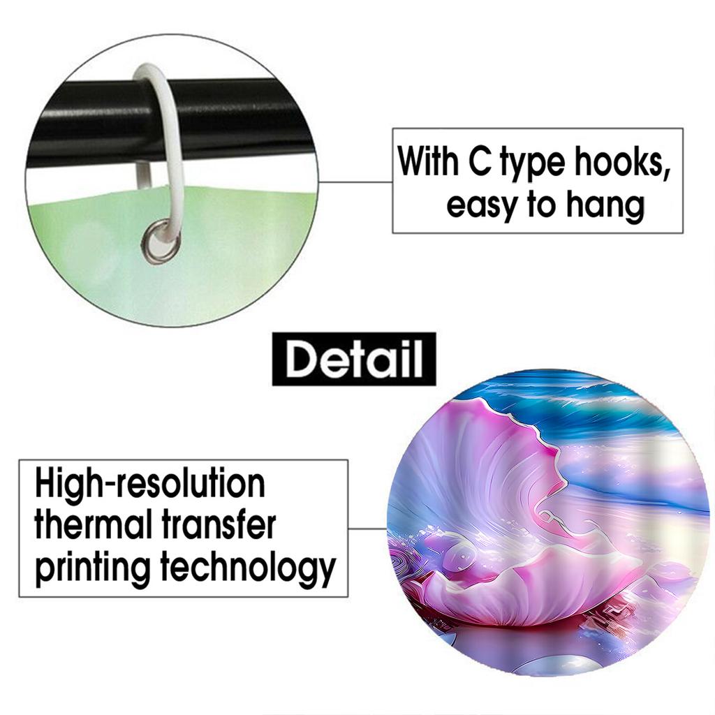 1/4 шт. Роскошный пляжный комплект водонепроницаемых занавесок для душа, декоративный набор для ванной комнаты, нескользящий коврик для унитаза, коврик для ванной и 12 крючков