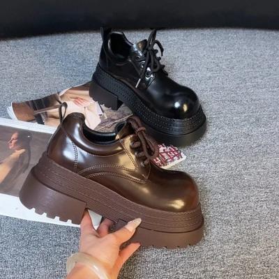 Модная женская обувь на толстом каблуке, весенняя новинка, с круглым носком, глубоким вырезом, шнуровкой спереди, толстой подошвой, нескользящая, низкая