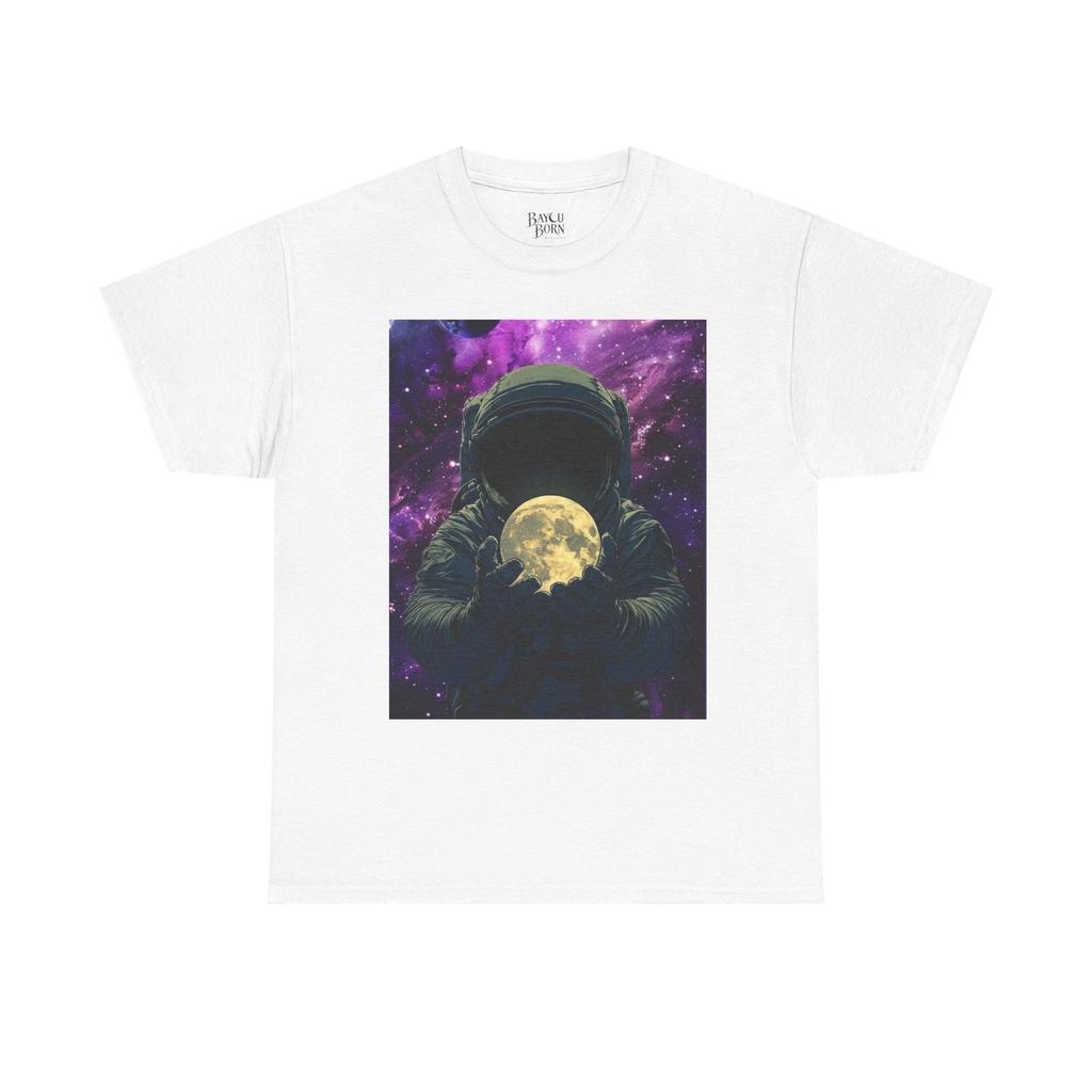 Astronaut Holding Moon Tee | Space Helmet, Lunar Illustration