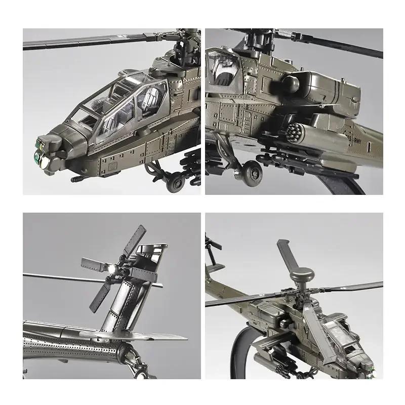 NEW America AH-64 Apache Utility Alloy Helicopter Airplane Model Simulation Metal Flying Model Sound and Light Children Toy Gift
