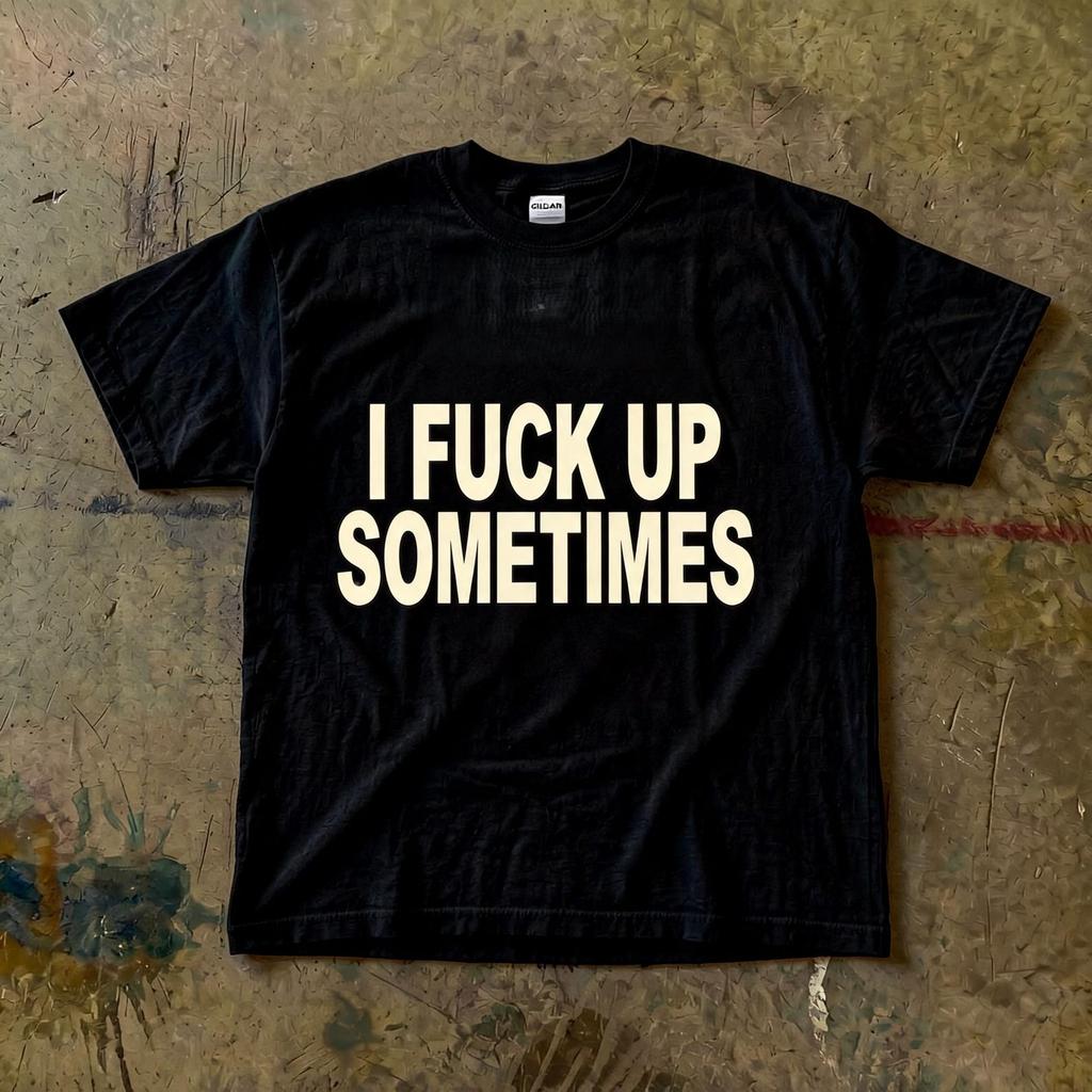 I Fuck Up Sometimes T-Shirt | Casual Graphic Tee, Minimal Text Design