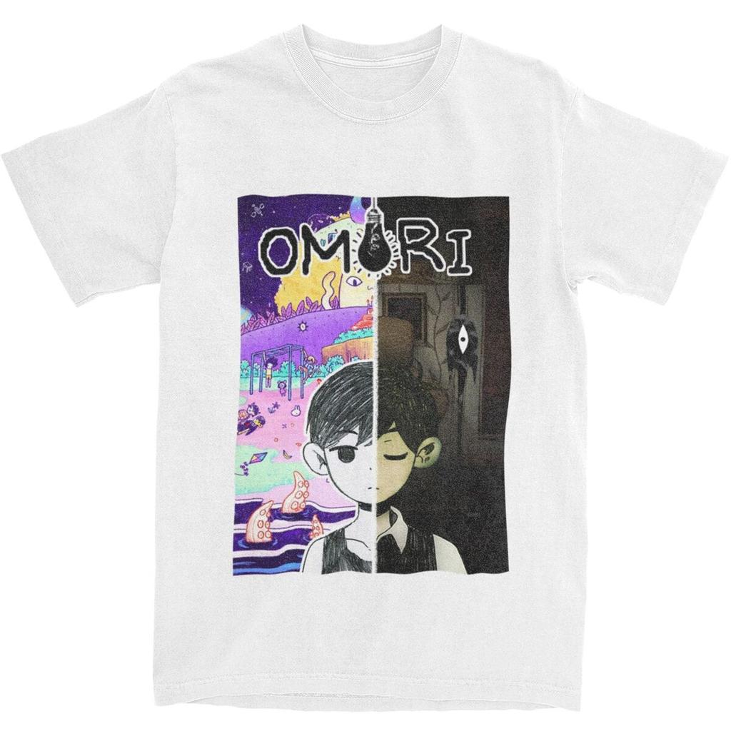 Anime Game Omori TShirt Unisex Y2K Retro 100 Cotton T Shirts Summer Crew Neck Harajuku Tee Shirt Wholesale Big Size Tops