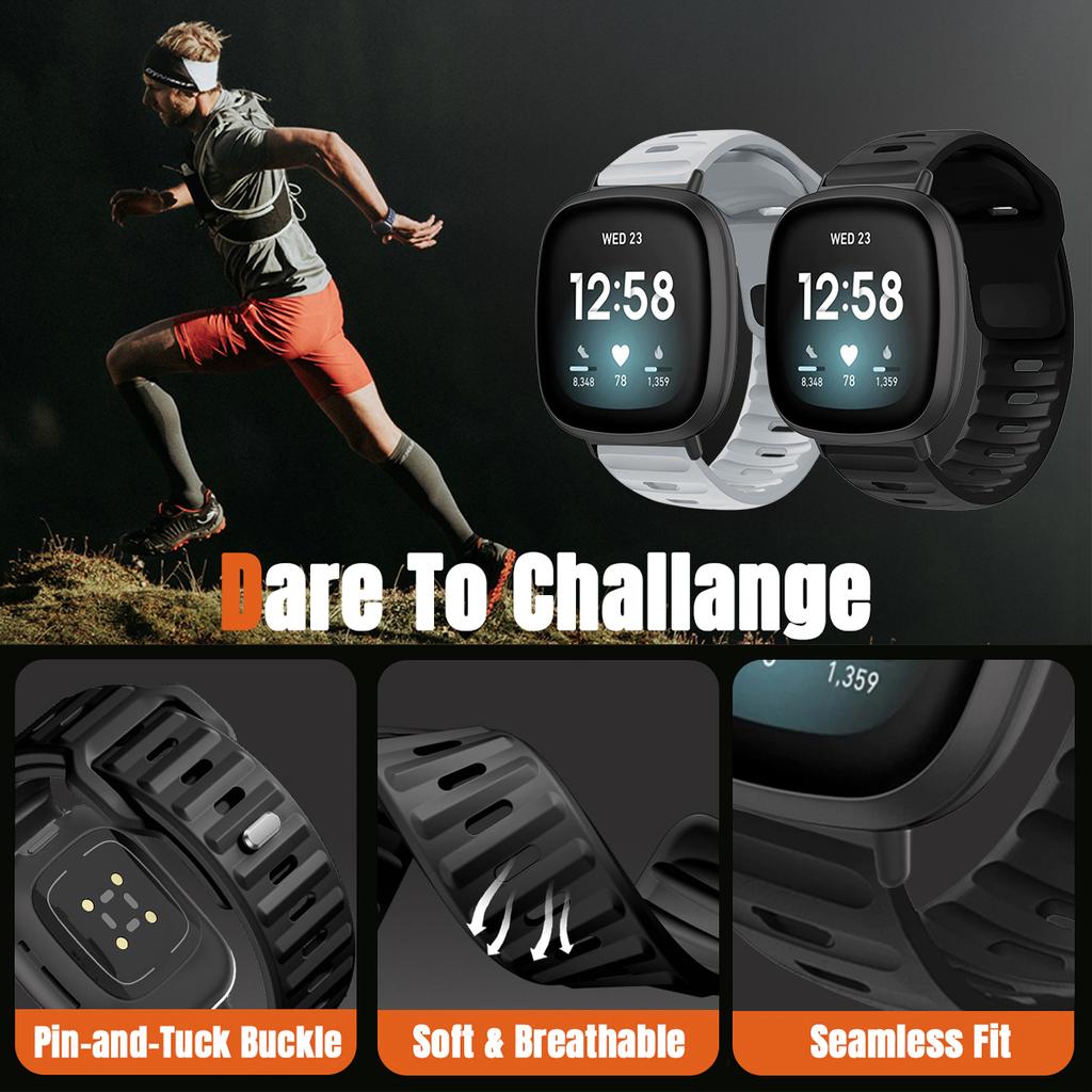 Ремешок для Fitbit Versa 4/Versa3/ Versa 2/Versa Спортивный силиконовый ремешок для запястья для Fitbit Versa Lite/Sense/Sense2 Band corre