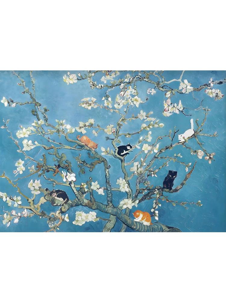 Винтажный Юмор Черный кот в лесном озере Холст Картина Забавный котенок Настенный художественный принт постер для гостиной украшения дома