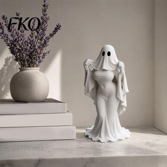 Niche Personality Statue Ghost Lady Ornament, Durable PLA 3D Printing Halloween Figure, Decor Figurine Full of Mystery Collectible, for Desktop
