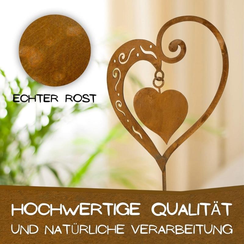 Heart Shape Rusty Iron Garden Stake Weather Prevent Ground Stake Outdoor Decors For Wedding Gift Lawn Patios Iron Art