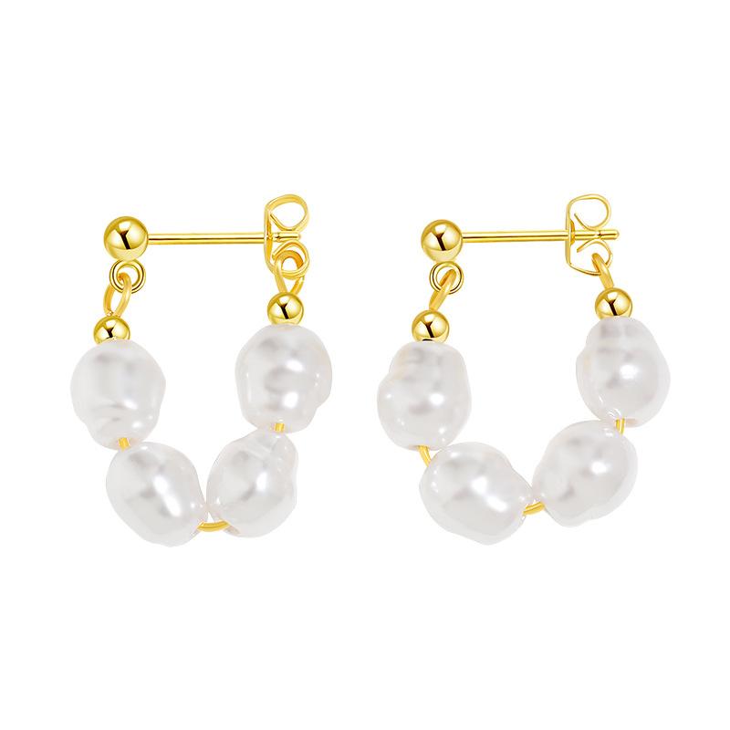 Серьги-пряжки из французского пресноводного жемчуга в форме буквы U, осенне-зимние, в стиле барокко для дворца