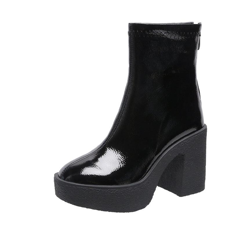 Женские ботильоны на платформе, кожаные модные туфли на высоком каблуке, 2025, трендовые дизайнерские классические массивные новые туфли-лодочки в готическом стиле, зимние ботинки Mujer