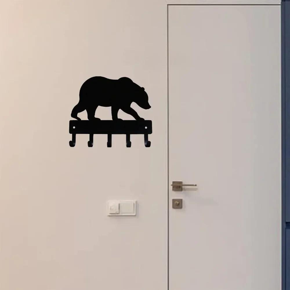 Вешалка для ключей Bear, 6/9 дюйма, металлическая настенная вешалка для полотенец, вешалка для пальто, органайзер для хранения вещей - деревенский декор для дома