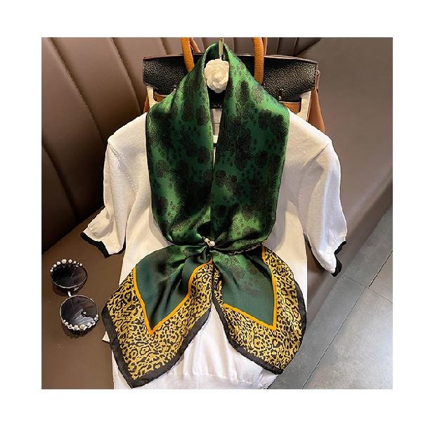 Женский большой шарф с шелковистой текстурой, квадратные атласные шарфы, дизайнерский шарф, легкий