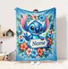 Custom Name Halloween Stitch Flannel Blanket Throw Blanket Soft Warm Sofa Bed Decor Unique Gift