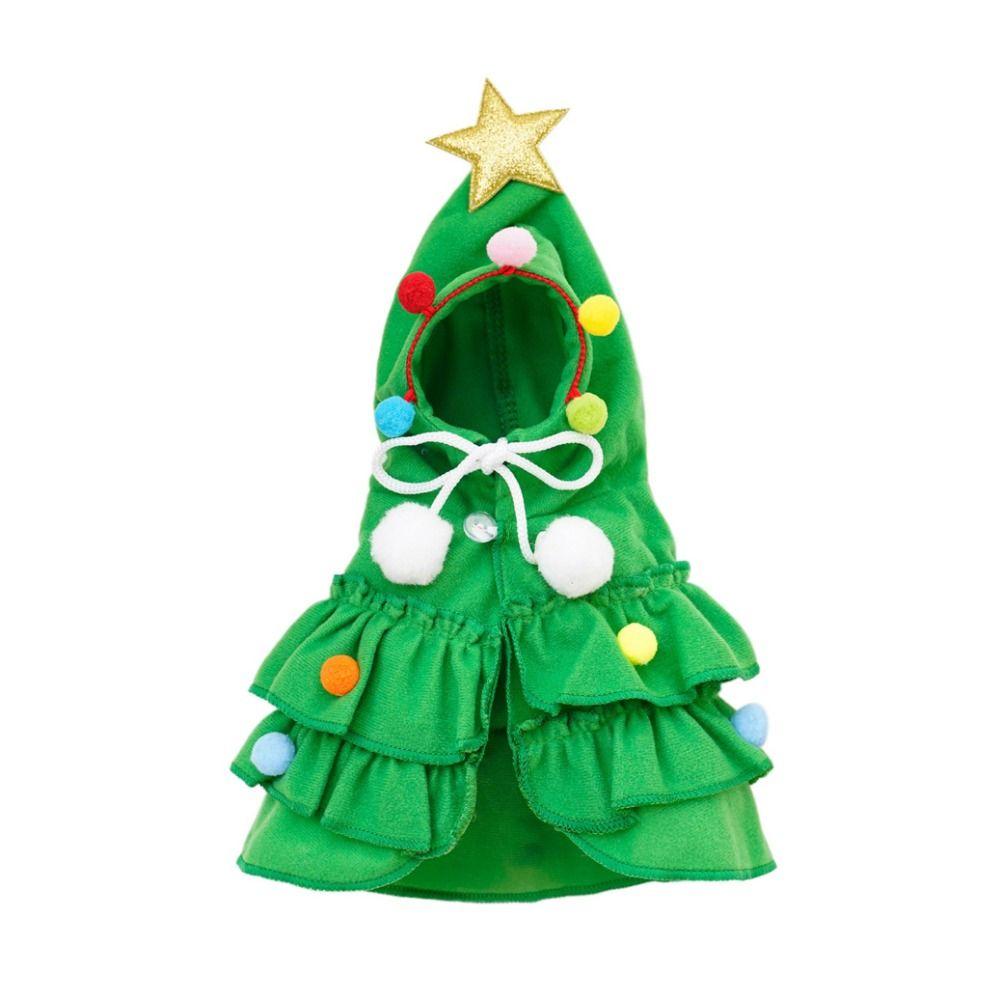 Soft Pet Christmas Tree Costume Plush Dog Hooded Cloak Funny Pet Christmas Cloak Christmas