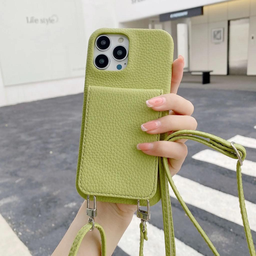 Lanyard Leather Wallet Crossbody Phone Case for IPhone 15 14 13 12 11 Pro Max Mini X XR XS Max 7 8 Plus Card Slot Holder Cover