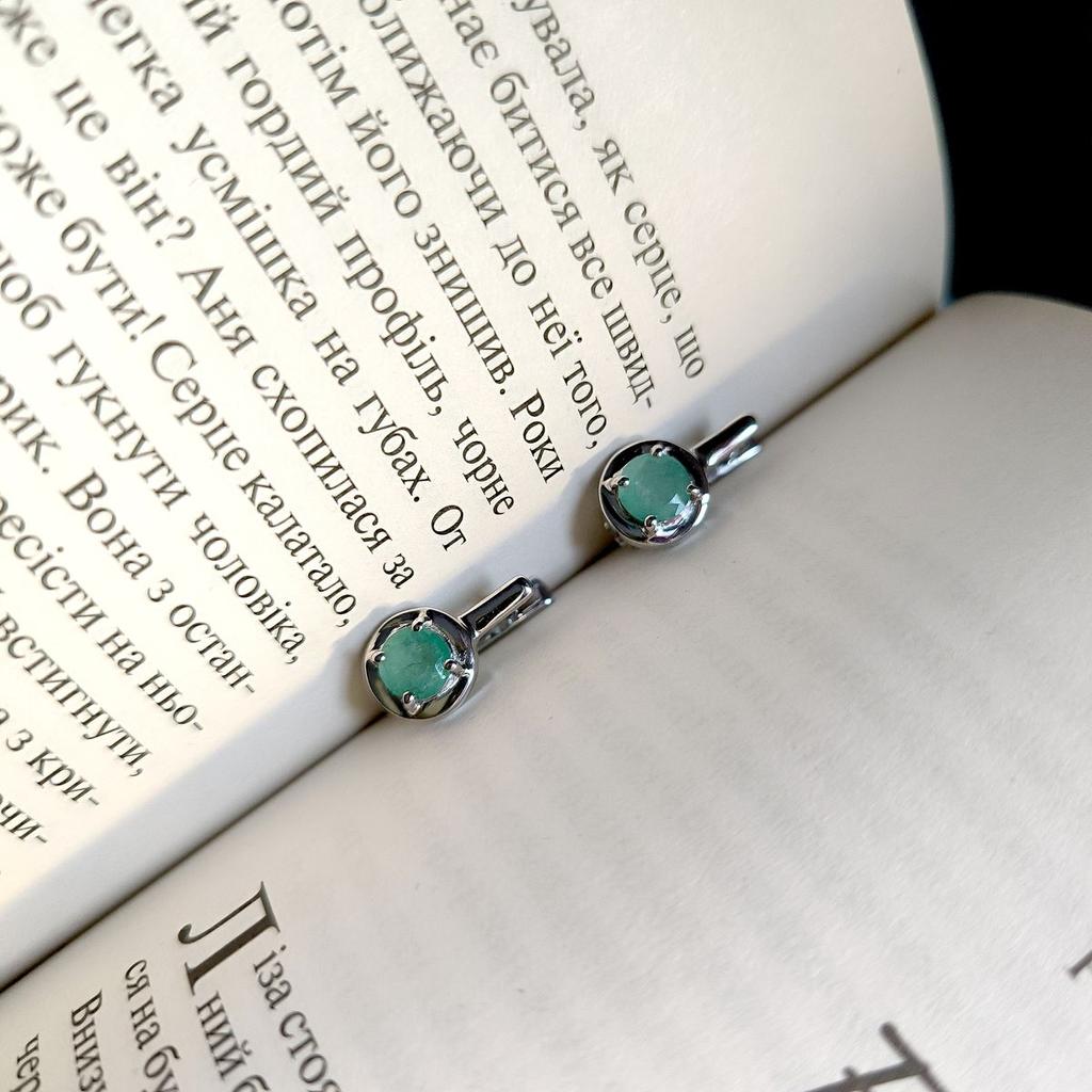 Серебряные серьги с натуральным изумрудом 1.54ct (2167365)