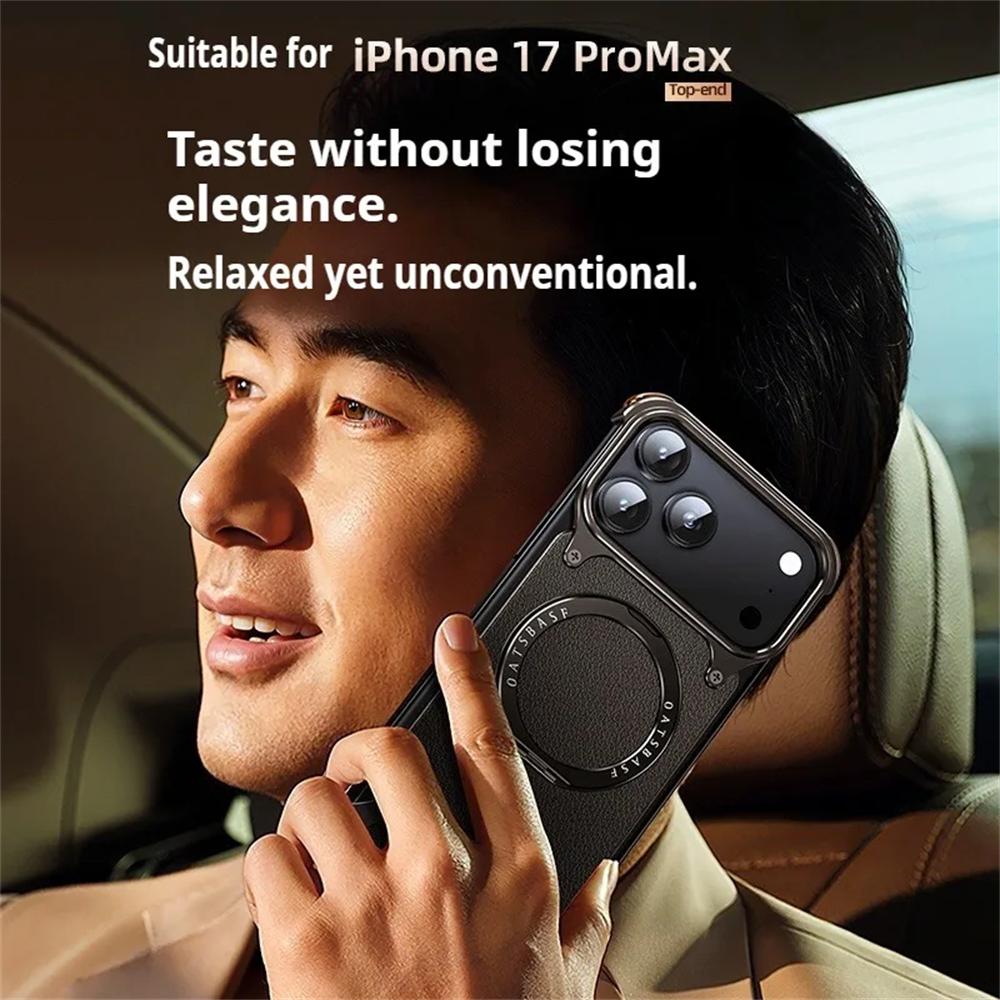 360°Rotating Magnetic Stand Frameless Phone Case For iPhone 17 16 15 14 13 Pro Max For Magsafe Wireless Charge Shockproof Bumper Cover