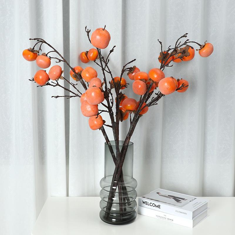 Simulated berries 7 false persimmons, home decoration plants decorative fruit branches foam fruit