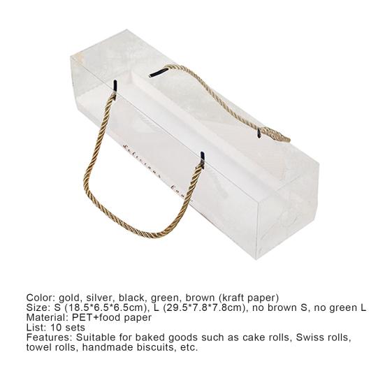 10 шт. с ремешком, прозрачные креативные коробки для упаковки рулетов для здорового торта, контейнеры для тортов