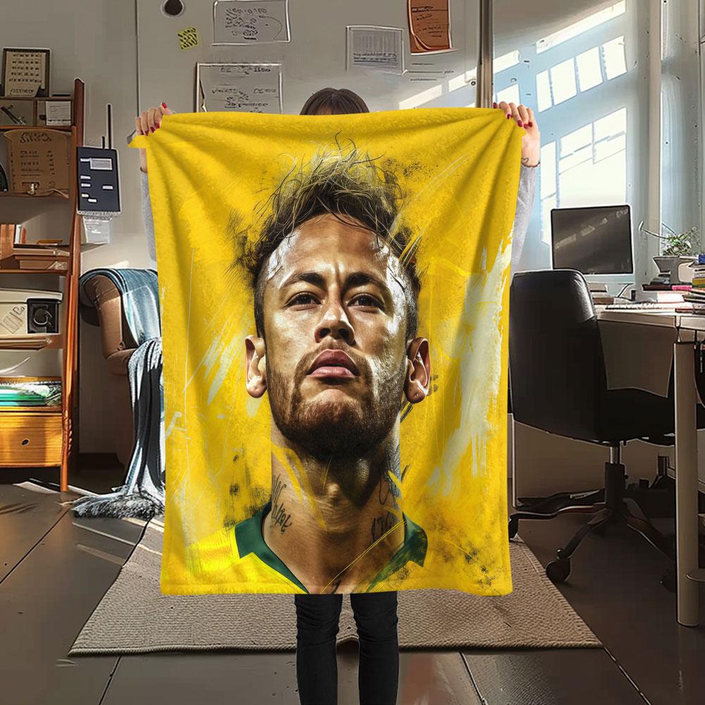 1PC Neymar Patterned Flannel Blanket Suitable For All Seasons for Home Decor Warmth and Comfort Gifts Holiday Present