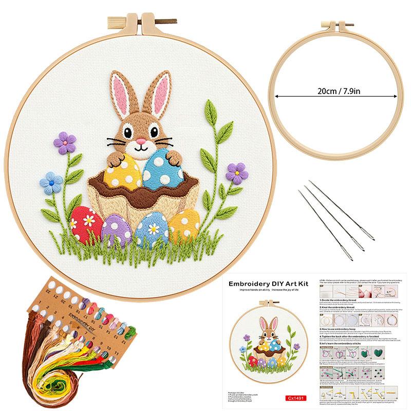 Easter Embroidery Handmade Diy Material Bag Fabric Art European Embroidery Flower And Grass Kit Needle And Thread Set Novice