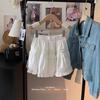 Женская белая пышная полуюбка А-силуэта в стиле французского балета с эластичной талией для осени/зимы