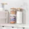 Transparent Storage Box Cotton Swab Organizer with Wooden Lid Large Capacity Dustproof Widely Used Floss Picks Cotton Balls Holder
