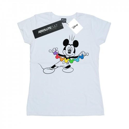 Disney Womens/Ladies Mickey Mouse Rainbow Chain Cotton T-Shirt