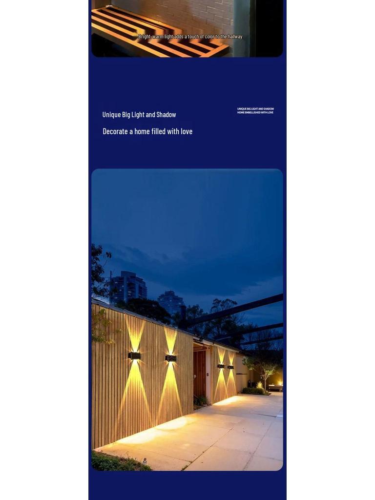 Waterproof Solar Garden Wall Light: Up/Down Outdoor Fence Decor